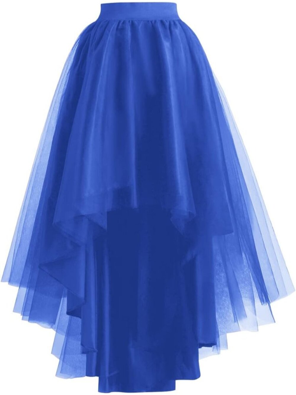 Women's Royal Blue High Low Tulle Lace Up Prom Cocktail Imported Mesh Long Skirt